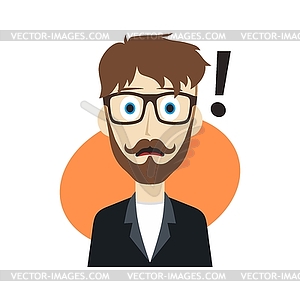 Cartoon character guy surprise - vector clipart