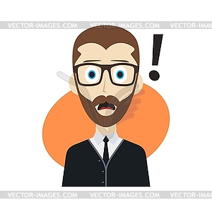 Cartoon character guy surprise - vector clipart / vector image