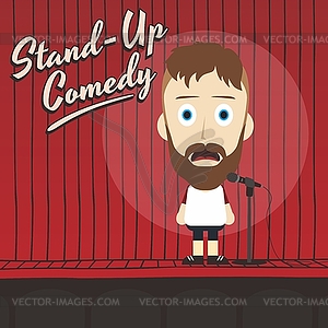 Hilarious guy stand up comedian cartoon - vector clipart