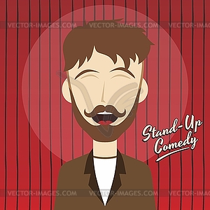 Hilarious guy stand up comedian cartoon - vector clipart