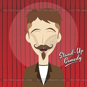 Hilarious guy stand up comedian cartoon - vector clip art