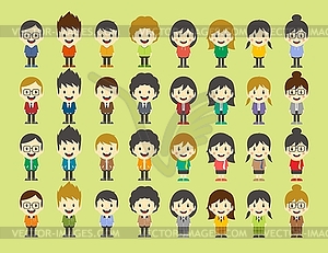 Boy and girl cartoon character set - vector clipart