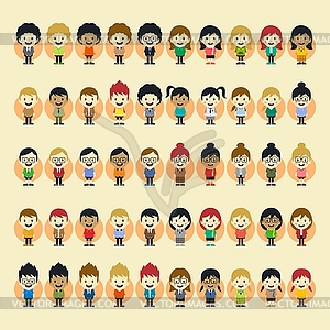 Boy and girl cartoon character set - vector clipart