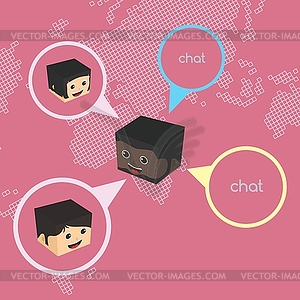 Block isometric cartoon chat - vector clipart