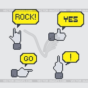 Pixel art gesture - vector image