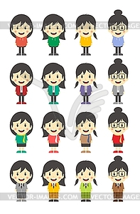 Cute girl cartoon character - vector clip art