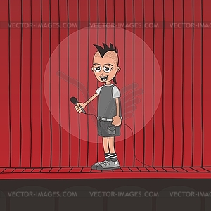 Live band boy cartoon character - vector clipart