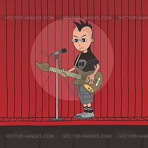 Live band boy cartoon character - vector clip art