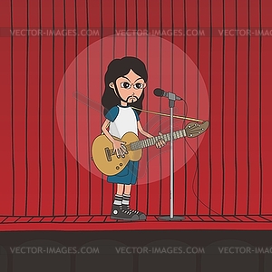 Live band boy cartoon character - vector clipart