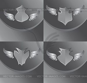 Silver shield and wing art - vector clip art