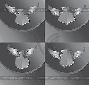 Silver shield and wing art - vector clipart