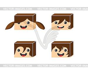 Block isometric cartoon character - vector clipart