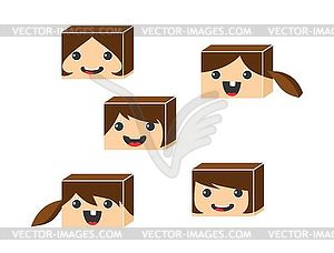 Block isometric cartoon character - color vector clipart