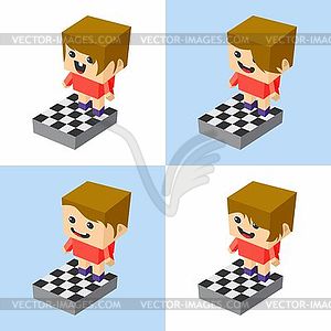 Block isometric cartoon character - vector image