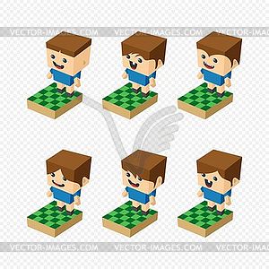 Block isometric cartoon character - vector image