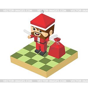 Block isometric cartoon character - vector clipart