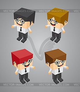 Block isometric cartoon character - vector image