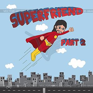 Superhero cartoon - vector clipart