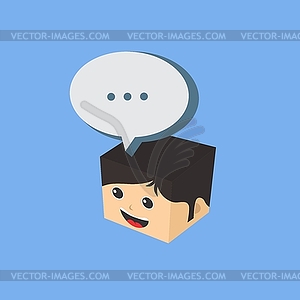 Block isometric cartoon character - vector clip art