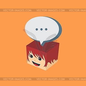 Block isometric cartoon character - vector clipart