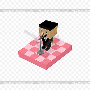 Stand up comedy isometric block cartoon - vector clipart