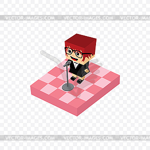 Stand up comedy isometric block cartoon - vector clipart