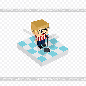 Stand up comedy isometric block cartoon - stock vector clipart