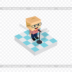 Stand up comedy isometric block cartoon - vector clip art