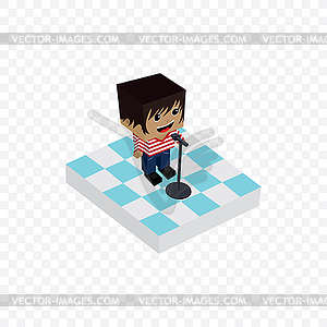 Stand up comedy isometric block cartoon - vector image