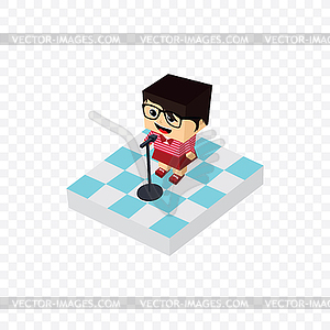 Stand up comedy isometric block cartoon - vector clipart