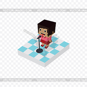 Stand up comedy isometric block cartoon - vector clip art