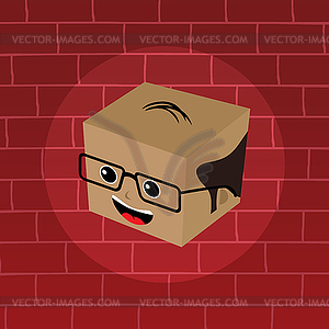 Male isometric block cartoon head - vector image