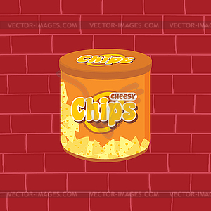 Tasty potato chips snacks theme - color vector clipart