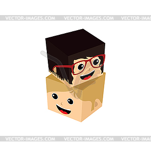 Cartoon people isometric - vector image