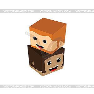 Cartoon people isometric - vector image