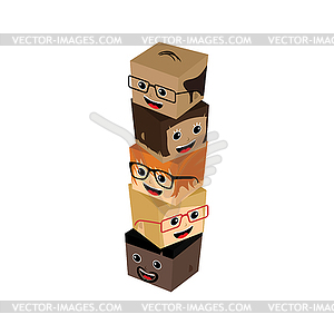 Cartoon people isometric - vector image