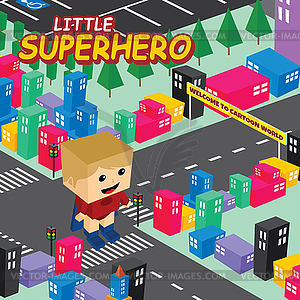 Amazing superhero isometric world theme - vector image