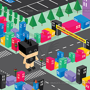 Superhero villain isometric world theme - vector image