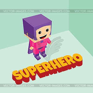 Удивительный женский супергероя изометрической тема - иллюстрация в векторном формате