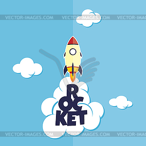 Rocket ship launch - vector image