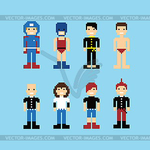 Pixel people avatar set - vector image