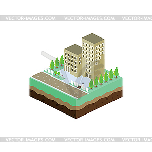 Isometric residential view cartoon theme - vector image