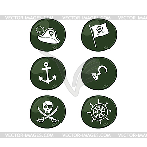 Pirate sign icon set - vector clipart