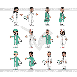 Doctor surgeon cartoon set - vector clip art