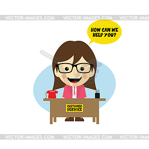 Customer service desk cartoon character - vector clip art