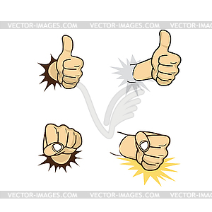 Hand sign gesture cartoon theme - vector image