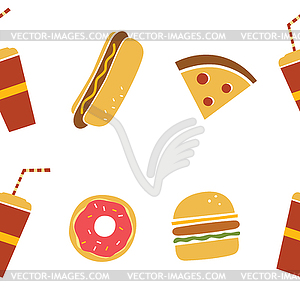 Seamless fastfood restaurant theme pattern - vector clipart