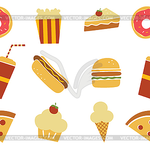 Seamless fastfood restaurant theme pattern - vector clipart