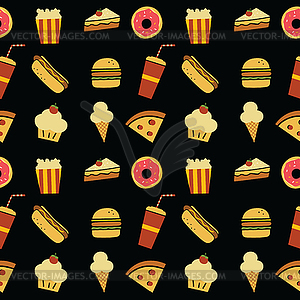 Seamless fastfood restaurant theme pattern - vector image