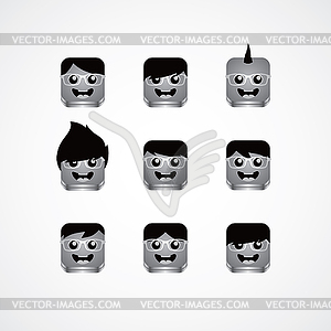 Geek guy avatar portrait set - vector image